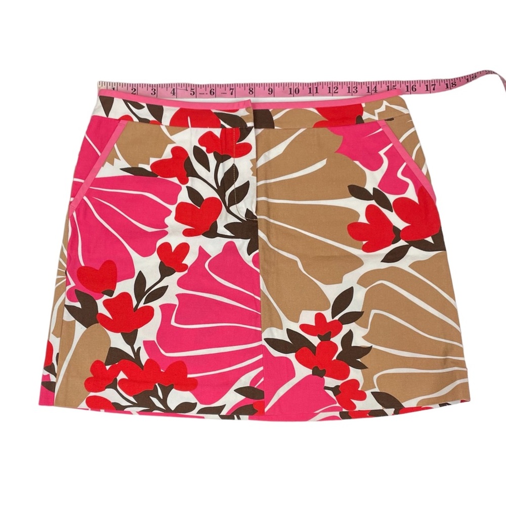 J. Crew Cotton Floral Print Canvas Mini Skirt in Pink White Tan & Red Size 6 - Picture 6 of 12